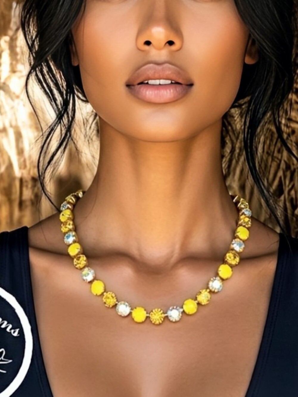 Citrine Yellow Opal and AB Crystals in Classic Gold Plated Necklace and Earrings